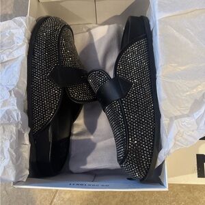 SCHUTZ Black Rhinestone Slip-on Loafers